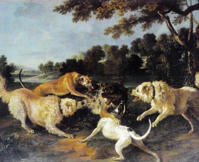 La chasse du grand loup de Versailles par le porte-arquebuse François Antoine en 1746 par J.-B. Oudry - Musée de la Chasse de Gien